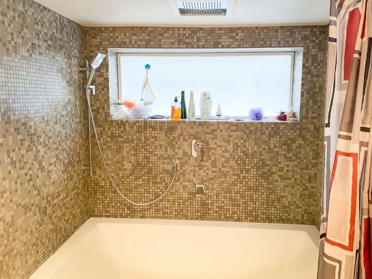 Tiled shower and soaker tub bathroom remodel